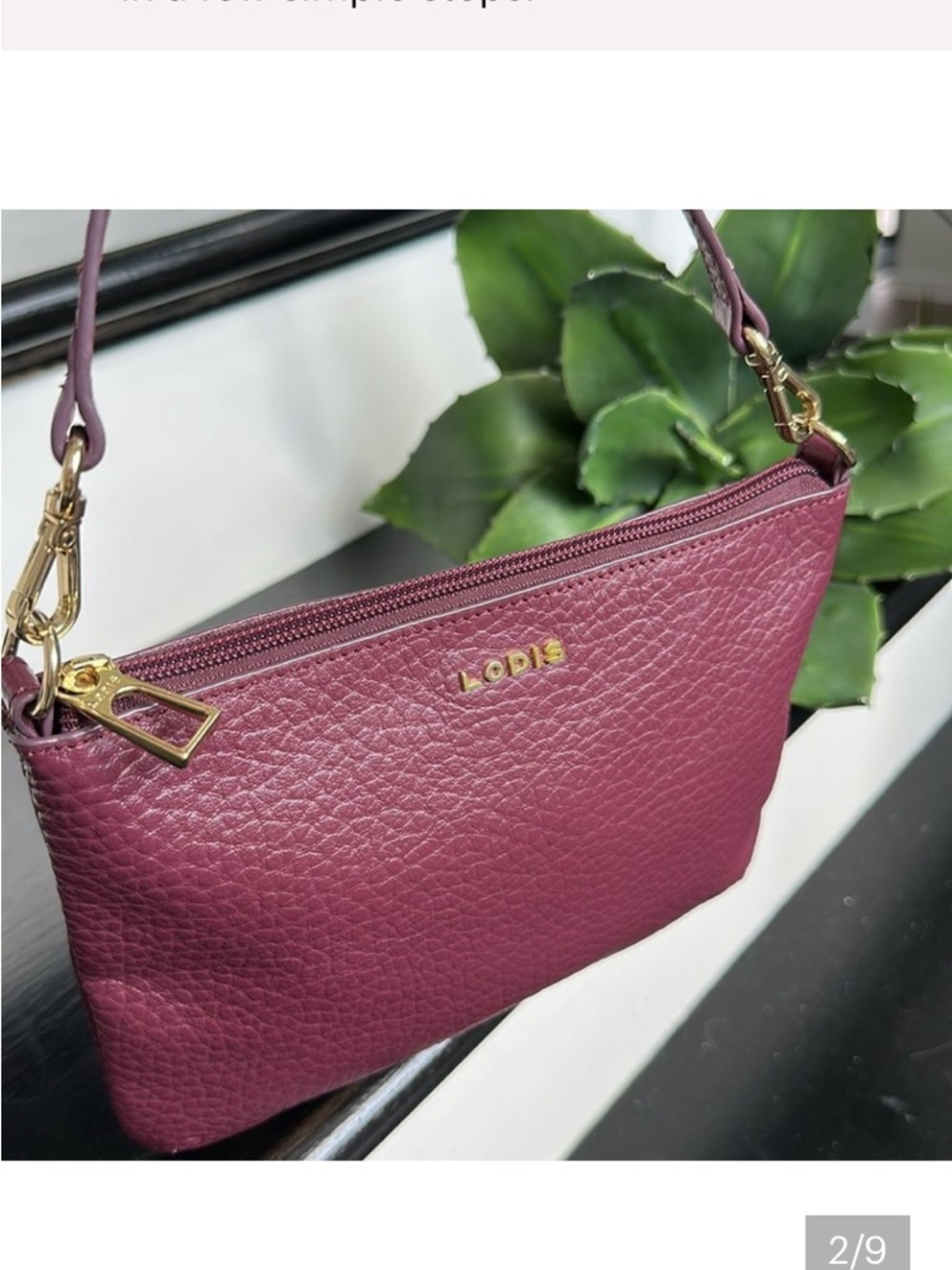 Lodis Burgundy Pebbled Leather Wristlet with Gold Hardware